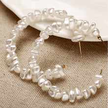 Load image into Gallery viewer, Simple Plain Gold Color Metal Pearl Hoop Earrings Fashion Big Circle Hoops Statement Earrings for Women Party Jewelry