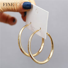 Load image into Gallery viewer, Simple Plain Gold Color Metal Pearl Hoop Earrings Fashion Big Circle Hoops Statement Earrings for Women Party Jewelry