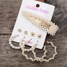 Load image into Gallery viewer, Simple Plain Gold Color Metal Pearl Hoop Earrings Fashion Big Circle Hoops Statement Earrings for Women Party Jewelry