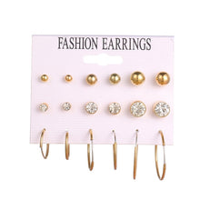 Load image into Gallery viewer, EN 12 Pairs Flower Women'S Earrings Set Pearl Crystal Stud Earrings Boho Geometric Tassel Earrings For Women 2020 Jewelry Gift