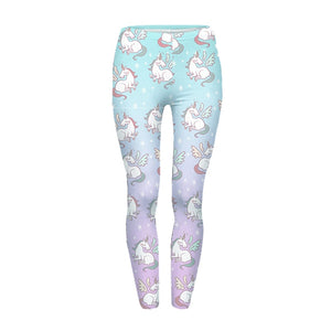 High Waist Casual Leggings Fashion Design Unicorn Stars Printing