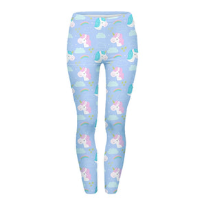 High Waist Casual Leggings Fashion Design Unicorn Stars Printing