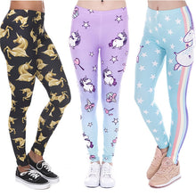 Lataa kuva Galleria-katseluun, High Waist Casual Leggings Fashion Design Unicorn Stars Printing
