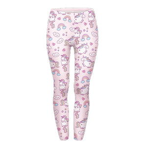 High Waist Casual Leggings Fashion Design Unicorn Stars Printing