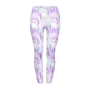 High Waist Casual Leggings Fashion Design Unicorn Stars Printing