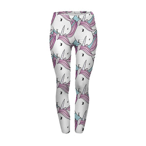 High Waist Casual Leggings Fashion Design Unicorn Stars Printing