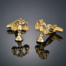 Indlæs billede til gallerivisning Quality Gold Color Cufflinks Letters/Alien/Square/Dragon/Maple leaves/Balance/Name Cuff Links for mens French bouton manchette
