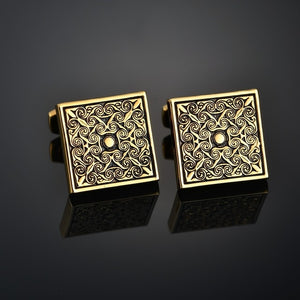 Quality Gold Color Cufflinks Letters/Alien/Square/Dragon/Maple leaves/Balance/Name Cuff Links for mens French bouton manchette