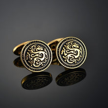 Indlæs billede til gallerivisning Quality Gold Color Cufflinks Letters/Alien/Square/Dragon/Maple leaves/Balance/Name Cuff Links for mens French bouton manchette
