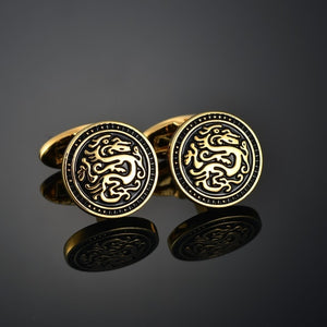 Quality Gold Color Cufflinks Letters/Alien/Square/Dragon/Maple leaves/Balance/Name Cuff Links for mens French bouton manchette