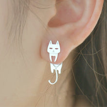 Load image into Gallery viewer, Cat And Fish Stud Earrings
