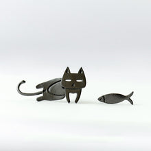 Load image into Gallery viewer, Cat And Fish Stud Earrings
