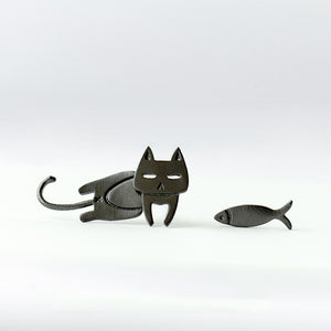 Cat And Fish Stud Earrings