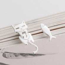 Load image into Gallery viewer, Cat And Fish Stud Earrings
