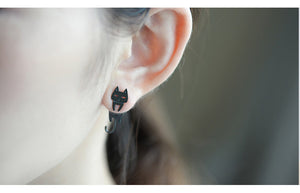 Cat And Fish Stud Earrings