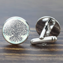 Load image into Gallery viewer, Tree of Life Cufflinks for Men Best Man Cufflinks Set Cufflinks Wedding Life Tree Suit Shirt Cuff Links Men Accessories
