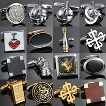 Cargar imagen en el visor de la galería, New Arrive Shirt Cufflinks Festival Christmas Cuff Links For Wedding Party FashionWooden/Knot/Dragon Men Sleeve Shirt Cufflinks
