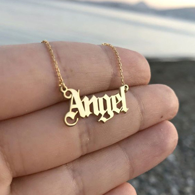 Fashion Baby Girls Necklace Angel English Necklace Letter Pendants Stainless Steel Mom Lovers Girlfriend Jewelry