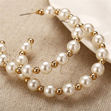 Cargar imagen en el visor de la galería, Simple Plain Gold Color Metal Pearl Hoop Earrings Fashion Big Circle Hoops Statement Earrings for Women Party Jewelry
