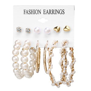 Simple Plain Gold Color Metal Pearl Hoop Earrings Fashion Big Circle Hoops Statement Earrings for Women Party Jewelry