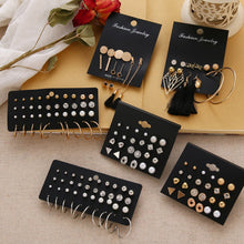 Cargar imagen en el visor de la galería, EN 12 Pairs Flower Women&#39;S Earrings Set Pearl Crystal Stud Earrings Boho Geometric Tassel Earrings For Women 2020 Jewelry Gift
