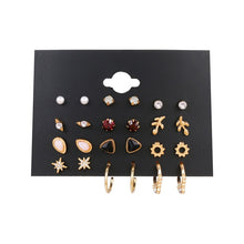 Carica l&#39;immagine nel visualizzatore di Gallery, EN 12 Pairs Flower Women&#39;S Earrings Set Pearl Crystal Stud Earrings Boho Geometric Tassel Earrings For Women 2020 Jewelry Gift
