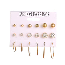 Carica l&#39;immagine nel visualizzatore di Gallery, EN 12 Pairs Flower Women&#39;S Earrings Set Pearl Crystal Stud Earrings Boho Geometric Tassel Earrings For Women 2020 Jewelry Gift
