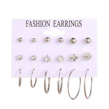 Indlæs billede til gallerivisning EN 12 Pairs Flower Women&#39;S Earrings Set Pearl Crystal Stud Earrings Boho Geometric Tassel Earrings For Women 2020 Jewelry Gift
