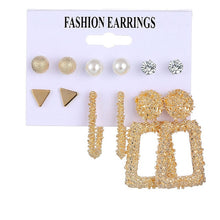 Ladda upp bild till gallerivisning, EN 12 Pairs Flower Women&#39;S Earrings Set Pearl Crystal Stud Earrings Boho Geometric Tassel Earrings For Women 2020 Jewelry Gift
