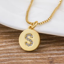 Ladda upp bild till gallerivisning, Hot Sale Wholesale Women Girls Gold Initial 26 Letters Necklace Long Charm Personal Necklace Pendants Copper CZ Jewelry
