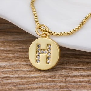 Hot Sale Wholesale Women Girls Gold Initial 26 Letters Necklace Long Charm Personal Necklace Pendants Copper CZ Jewelry