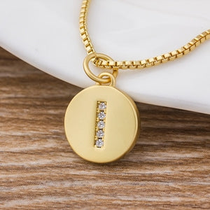 Hot Sale Wholesale Women Girls Gold Initial 26 Letters Necklace Long Charm Personal Necklace Pendants Copper CZ Jewelry