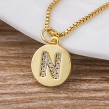 Lataa kuva Galleria-katseluun, Hot Sale Wholesale Women Girls Gold Initial 26 Letters Necklace Long Charm Personal Necklace Pendants Copper CZ Jewelry
