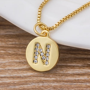 Hot Sale Wholesale Women Girls Gold Initial 26 Letters Necklace Long Charm Personal Necklace Pendants Copper CZ Jewelry