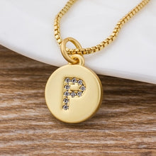 Ladda upp bild till gallerivisning, Hot Sale Wholesale Women Girls Gold Initial 26 Letters Necklace Long Charm Personal Necklace Pendants Copper CZ Jewelry
