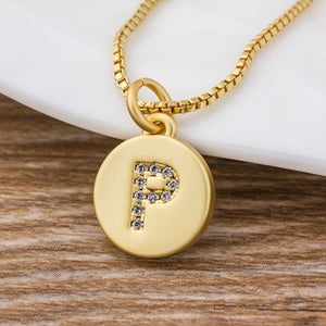 Hot Sale Wholesale Women Girls Gold Initial 26 Letters Necklace Long Charm Personal Necklace Pendants Copper CZ Jewelry