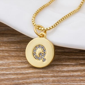 Hot Sale Wholesale Women Girls Gold Initial 26 Letters Necklace Long Charm Personal Necklace Pendants Copper CZ Jewelry