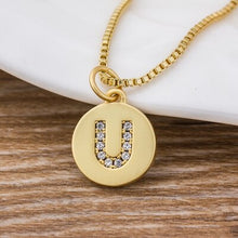 Carica l&#39;immagine nel visualizzatore di Gallery, Hot Sale Wholesale Women Girls Gold Initial 26 Letters Necklace Long Charm Personal Necklace Pendants Copper CZ Jewelry
