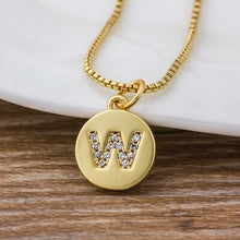 Cargar imagen en el visor de la galería, Hot Sale Wholesale Women Girls Gold Initial 26 Letters Necklace Long Charm Personal Necklace Pendants Copper CZ Jewelry
