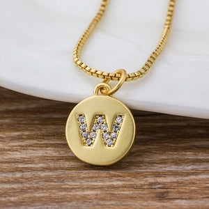 Hot Sale Wholesale Women Girls Gold Initial 26 Letters Necklace Long Charm Personal Necklace Pendants Copper CZ Jewelry