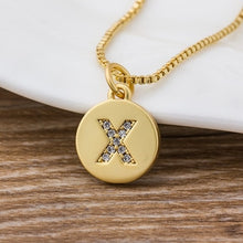 Carica l&#39;immagine nel visualizzatore di Gallery, Hot Sale Wholesale Women Girls Gold Initial 26 Letters Necklace Long Charm Personal Necklace Pendants Copper CZ Jewelry
