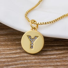 Indlæs billede til gallerivisning Hot Sale Wholesale Women Girls Gold Initial 26 Letters Necklace Long Charm Personal Necklace Pendants Copper CZ Jewelry
