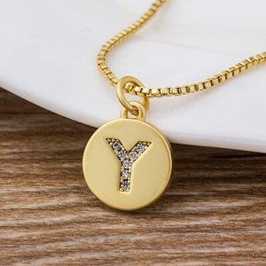 Hot Sale Wholesale Women Girls Gold Initial 26 Letters Necklace Long Charm Personal Necklace Pendants Copper CZ Jewelry