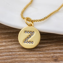 Lataa kuva Galleria-katseluun, Hot Sale Wholesale Women Girls Gold Initial 26 Letters Necklace Long Charm Personal Necklace Pendants Copper CZ Jewelry
