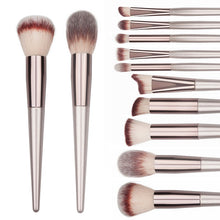 Load image into Gallery viewer, Wooden Champagne Makeup Brushes Set
