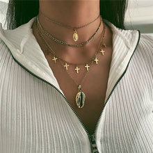 Load image into Gallery viewer, Boho Multi-element Crystal Necklaces For Women Fashion Gold Necklace Vintage Multiple Layers Pendant Necklace Jewelry Gift
