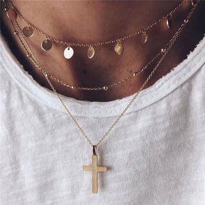 Boho Multi-element Crystal Necklaces For Women Fashion Gold Necklace Vintage Multiple Layers Pendant Necklace Jewelry Gift