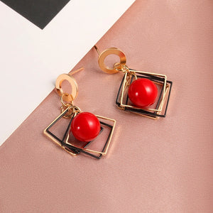 New Fashion Round Dangle Drop Korean Earrings For Women | Geometric Round Heart Gold Earring 2020