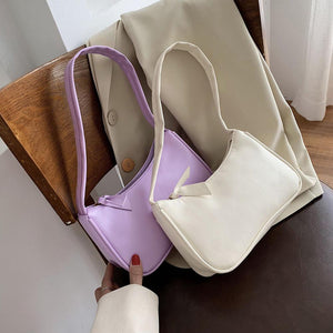 Retro Totes Bags Purple Baguette bags PU Leather Armpit Bag For Women 2020 Luxury Small Shoulder Handbag Female Fashion Tote Bag