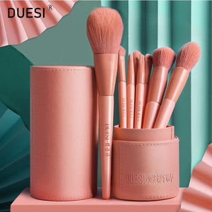 DUESI 7pcs/8pcs/Barrel Makeup Brushes Set Blush Powder Eye Shadow Eyebrow Blending Lip Beauty Synthetic Foundation Brush Tools